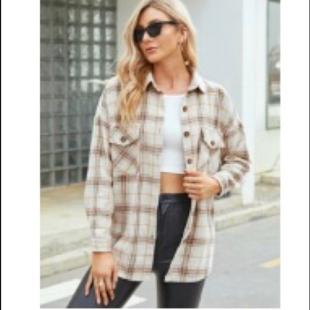 Beige/Tan/Brown (neutral) Button Up Flannel (size SMALL)